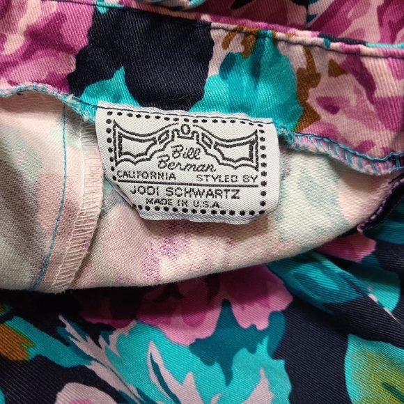 Bill Berman Jodi Schwartz Vintage Purple Blue Floral Off Shoulder Dress - Picture 4 of 4